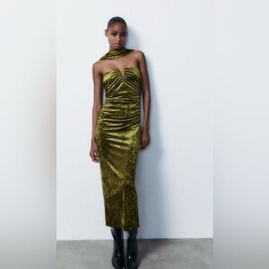 ZARA strapless crushed velvet dress top pants shirt reformation aritzia SOLD OUT